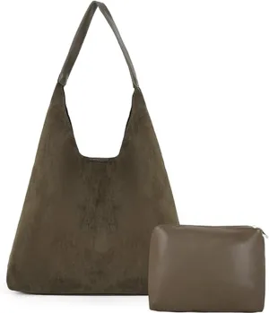 Suede Bag for Women - Brown Handbag Tote Hobo Purse
