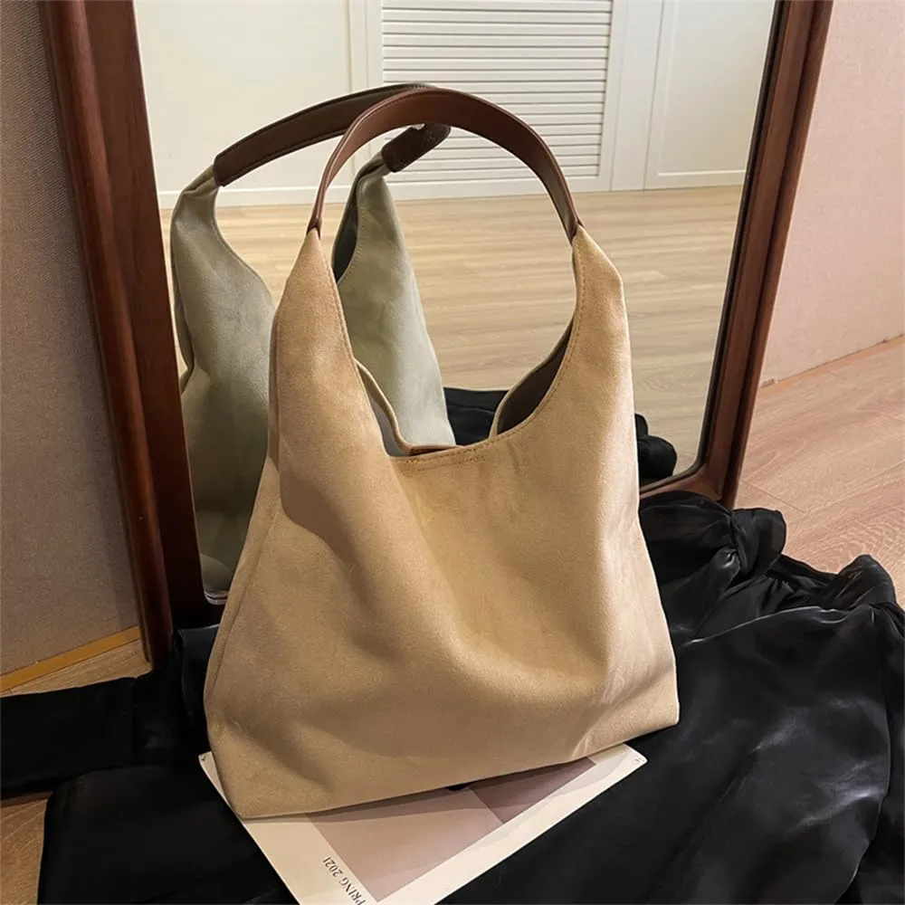Suede Bag for Women - Brown Handbag Tote Hobo Purse