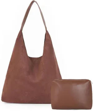 Suede Bag for Women - Brown Handbag Tote Hobo Purse
