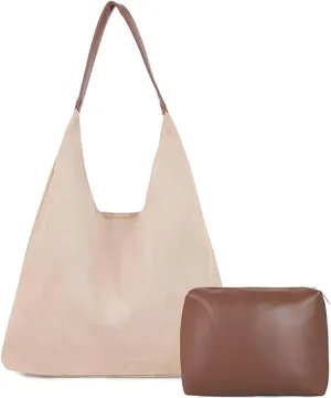 Suede Bag for Women - Brown Handbag Tote Hobo Purse