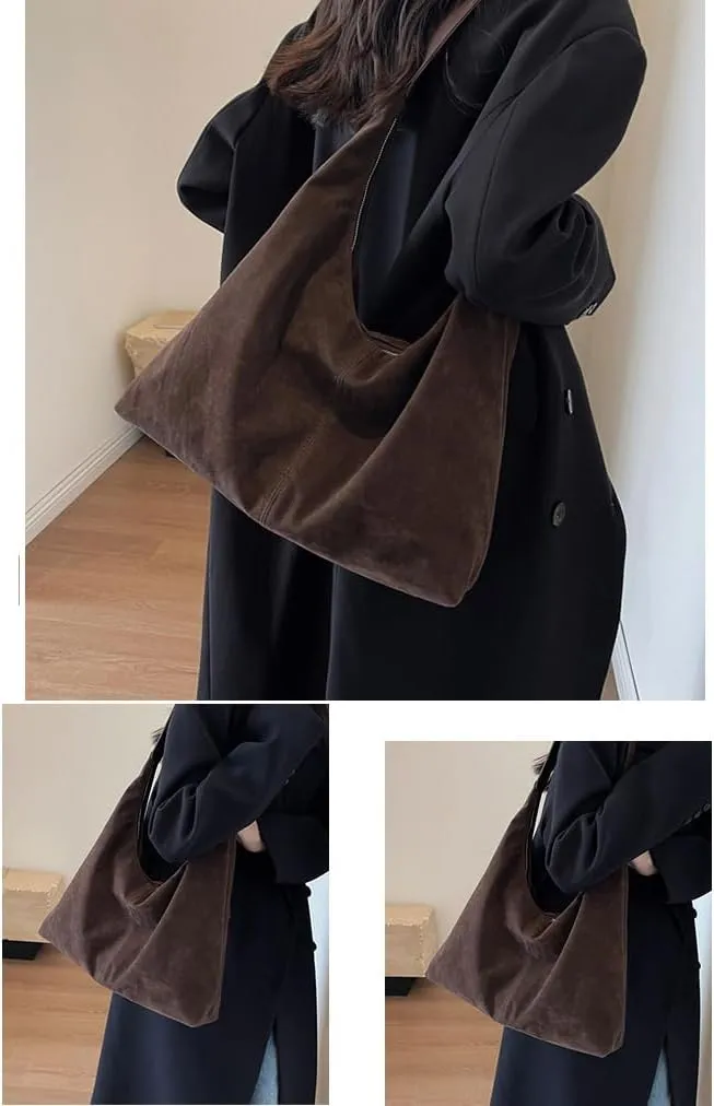 Suede Hobo Bag for Women,Suede Tote Bags for Women Work Bags, Slouchy Bag Hobo Handbag