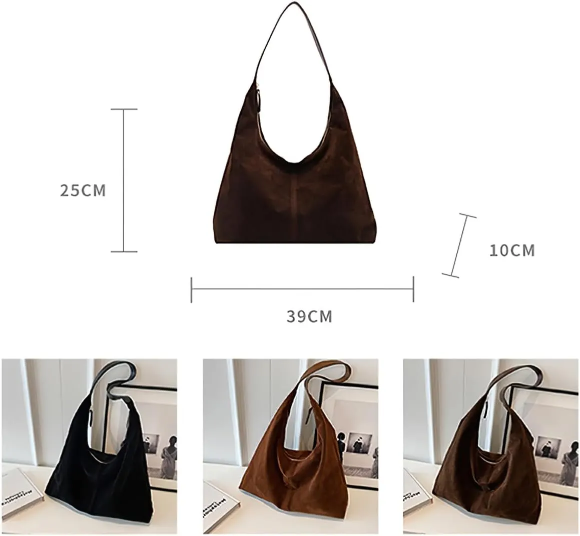 Suede Hobo Bag for Women,Suede Tote Bags for Women Work Bags, Slouchy Bag Hobo Handbag