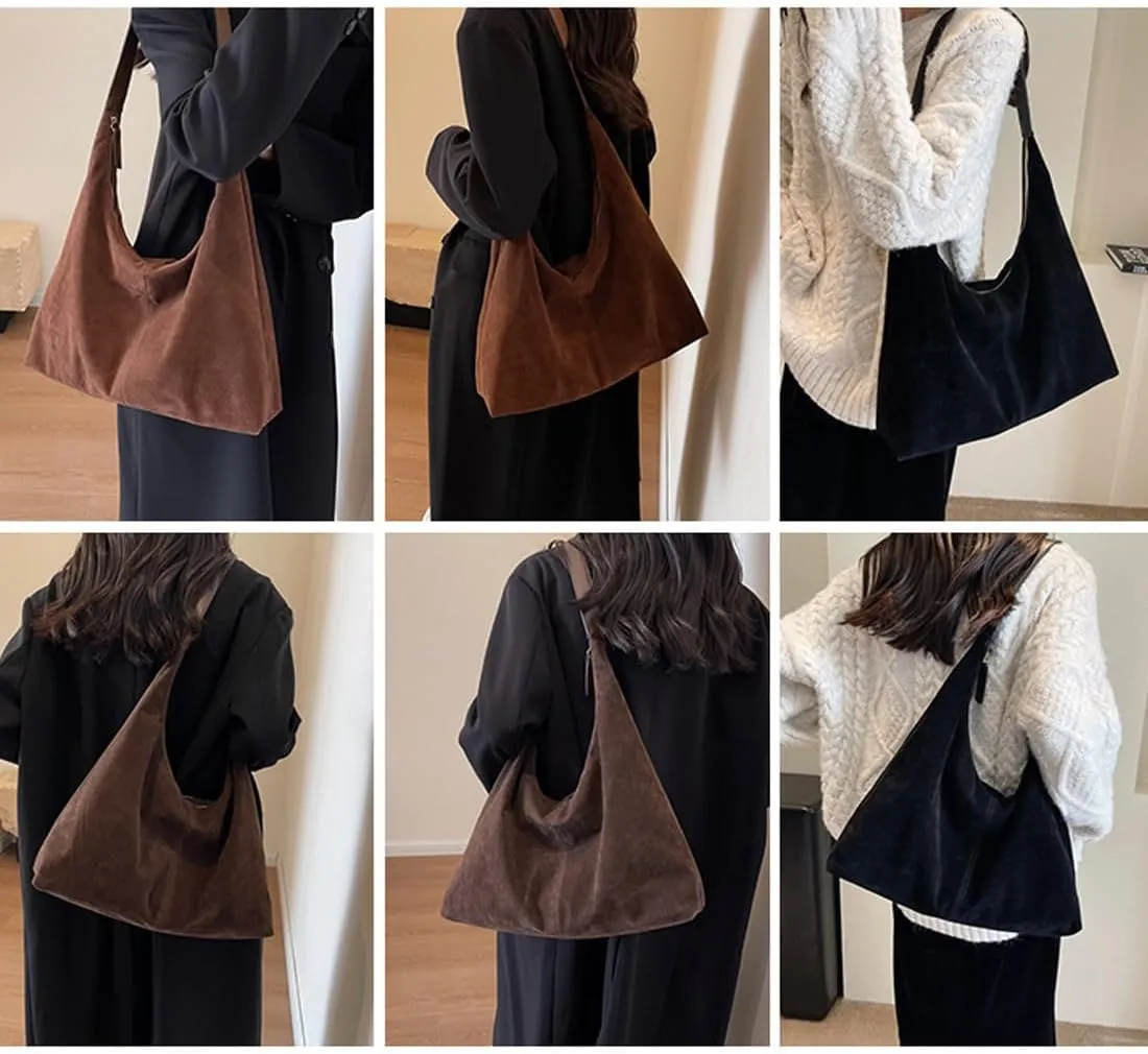 Suede Hobo Bag for Women,Suede Tote Bags for Women Work Bags, Slouchy Bag Hobo Handbag