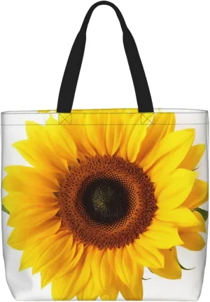Sunflower Isolated Tote Bag for Women Hobo Handbags with Zipper Large Shoulder Bag Shopping Bags Travel Purse