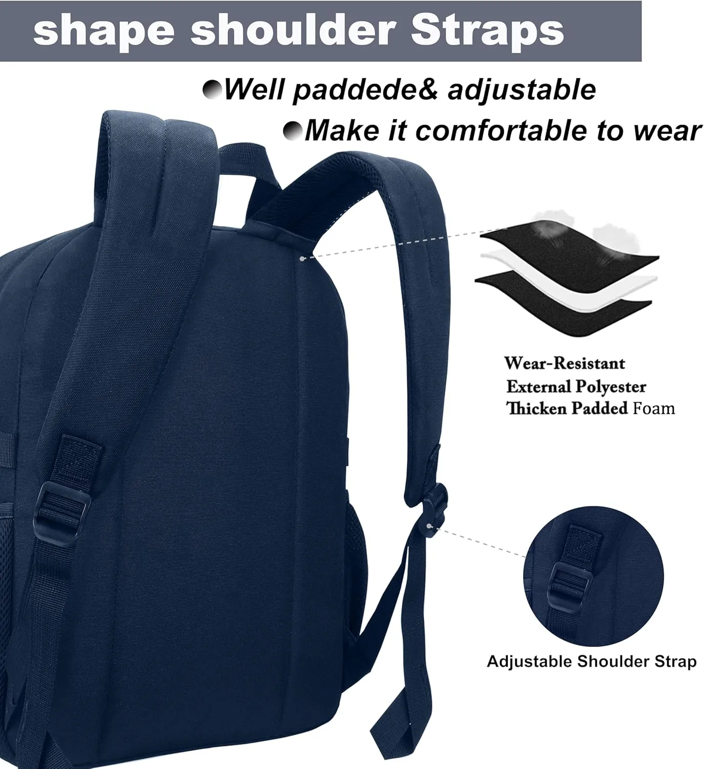 SUPACOOL Casual Backpack For School, Classical Travel Backpack for Men and Women, Bookbag for Boys, Girls and Kids, Laptop Compartment(Blue)