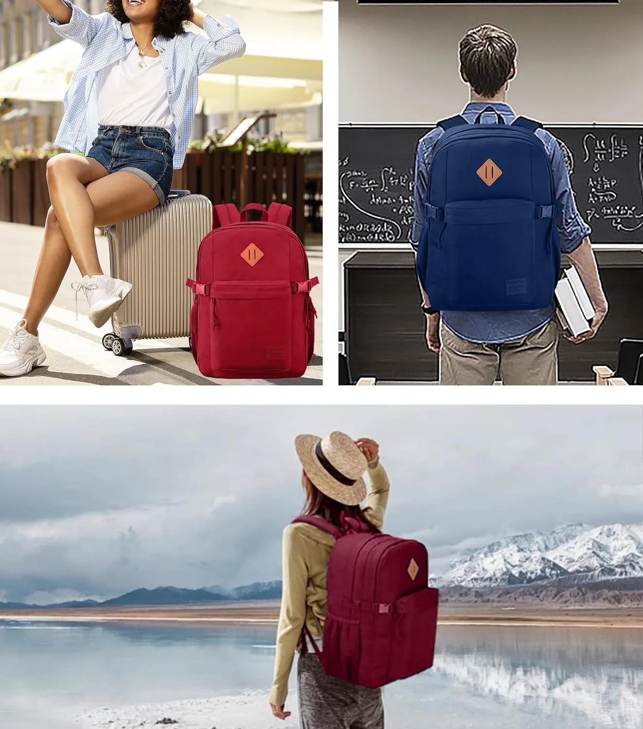 SUPACOOL Casual Backpack For School, Classical Travel Backpack for Men and Women, Bookbag for Boys, Girls and Kids, Laptop Compartment(Blue)