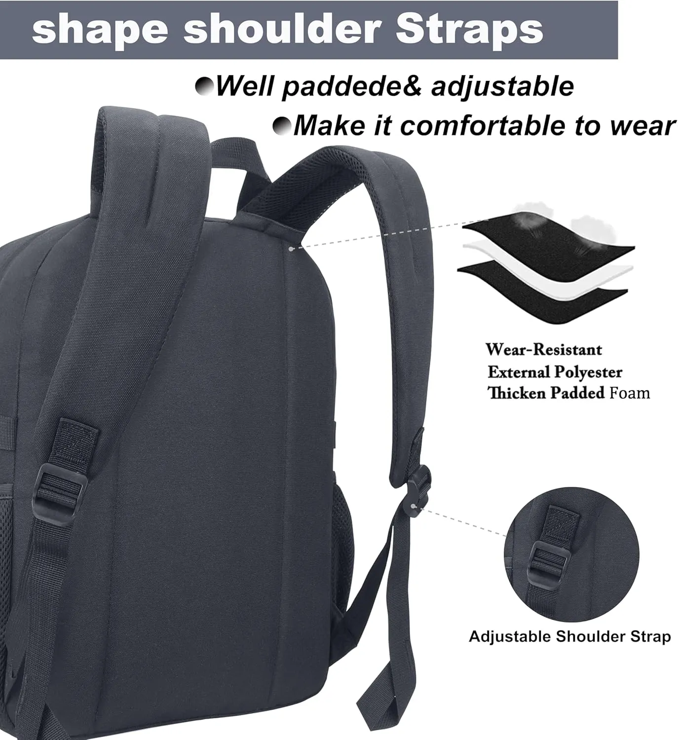 SUPACOOL Casual Backpack For School, Classical Travel Backpack for Men and Women, Bookbag for Boys, Girls and Kids, Laptop Compartment(Dark Grey)