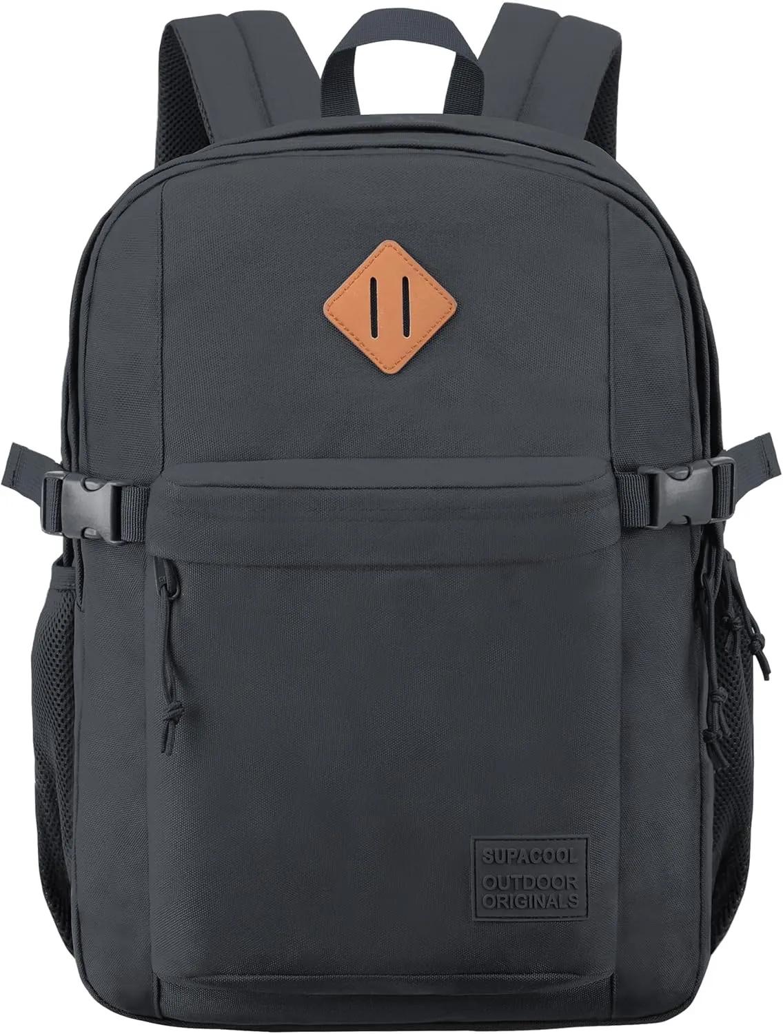 SUPACOOL Casual Backpack For School, Classical Travel Backpack for Men and Women, Bookbag for Boys, Girls and Kids, Laptop Compartment(Dark Grey)