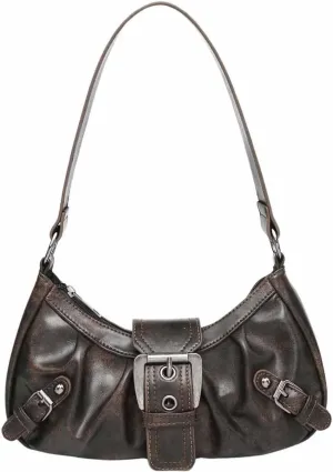 SweatyRocks Women's PU Leather Top Handle Y2k Shoulder Handbags Retro Classic Medium Clutch Purses