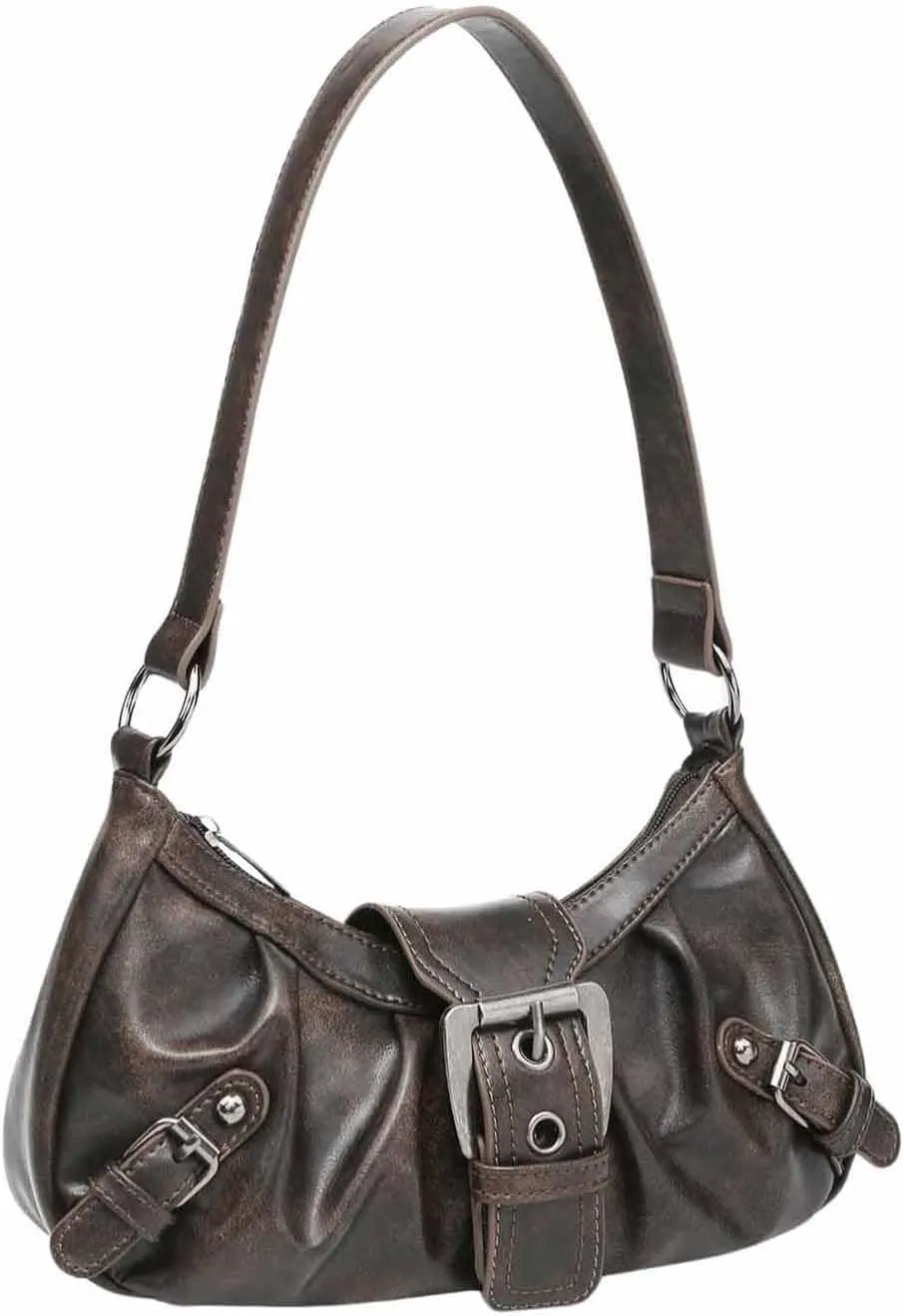 SweatyRocks Women's PU Leather Top Handle Y2k Shoulder Handbags Retro Classic Medium Clutch Purses