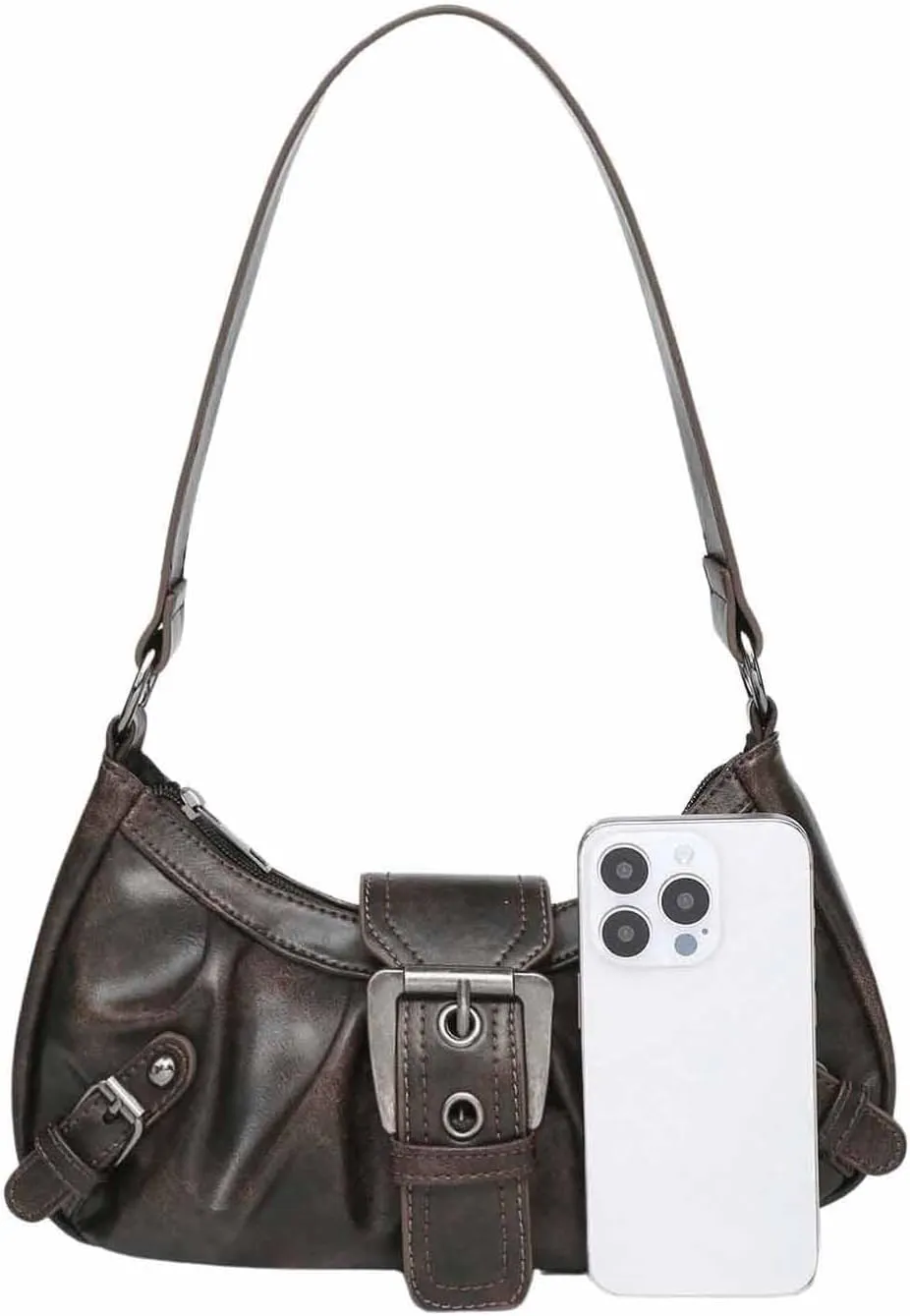 SweatyRocks Women's PU Leather Top Handle Y2k Shoulder Handbags Retro Classic Medium Clutch Purses