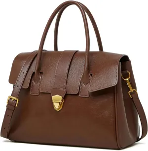 Top handle Handbag for WomenGenuine Leather Tote Retro Satchel Tote bags briefcases fashionable commuter bags