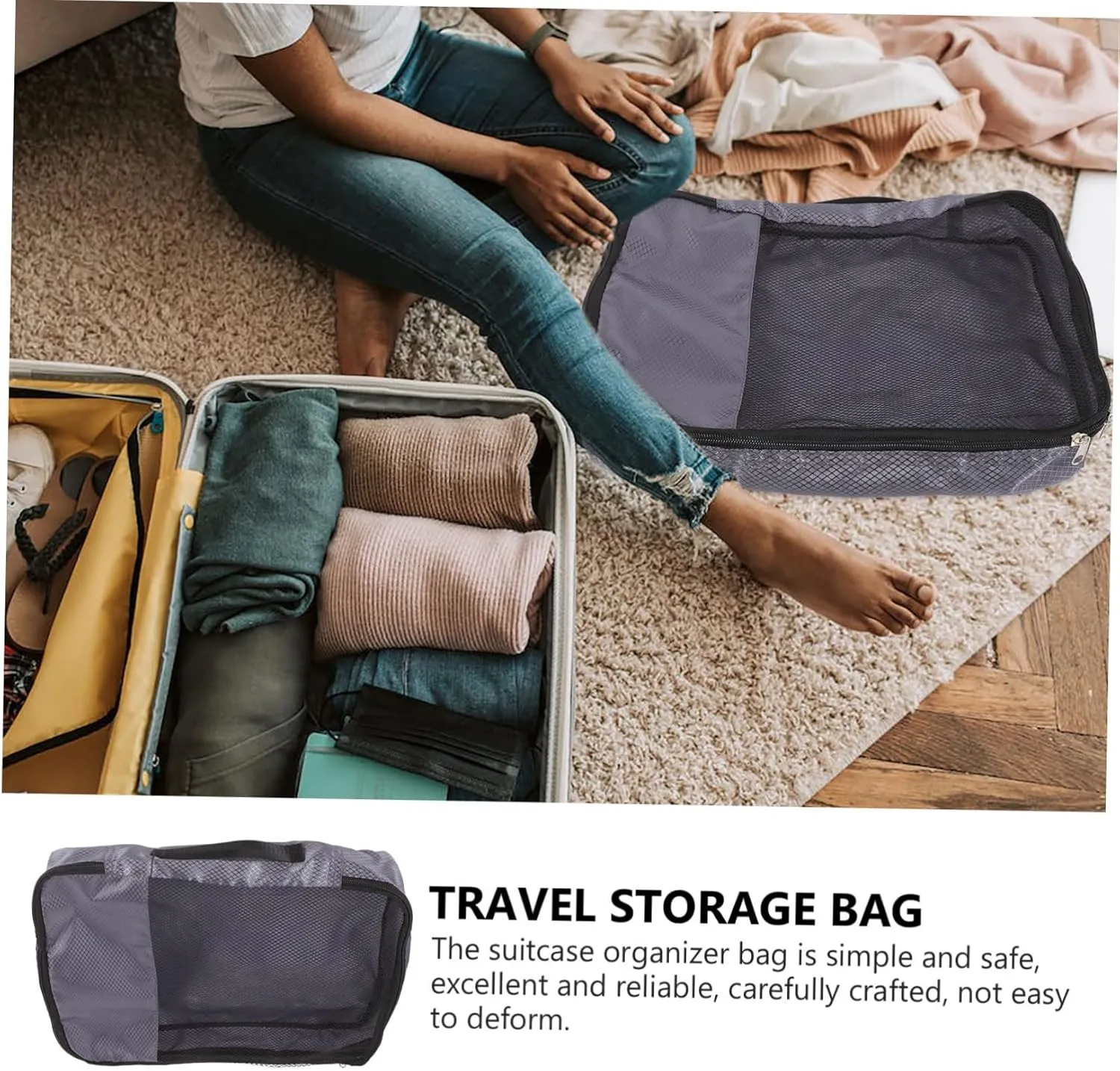 Travel Bag for Women Organizer for Clothes Suitcase Storage Pouch Zipper Closure Shipping Lightweight Portable