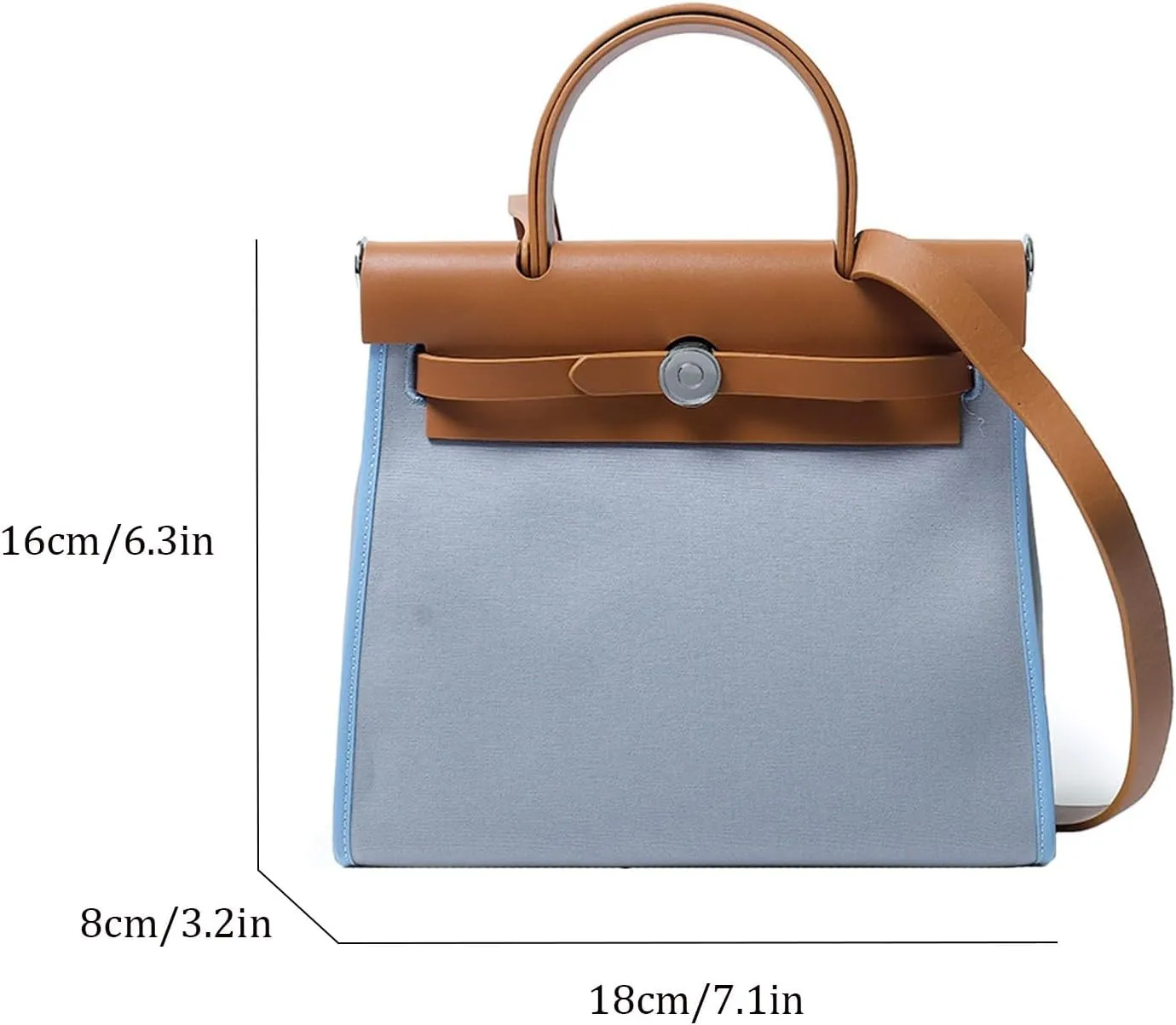 Trendy Top Handle Bags for Women,Classic Leather and Canvas Satchel small Purses Handbags Crossbody with Adjustable Strap