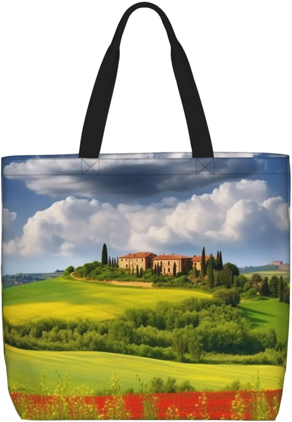 Tuscany Spring Tote Bag for Women Hobo Handbags with Zipper Large Shoulder Bag Shopping Bags Travel Purse