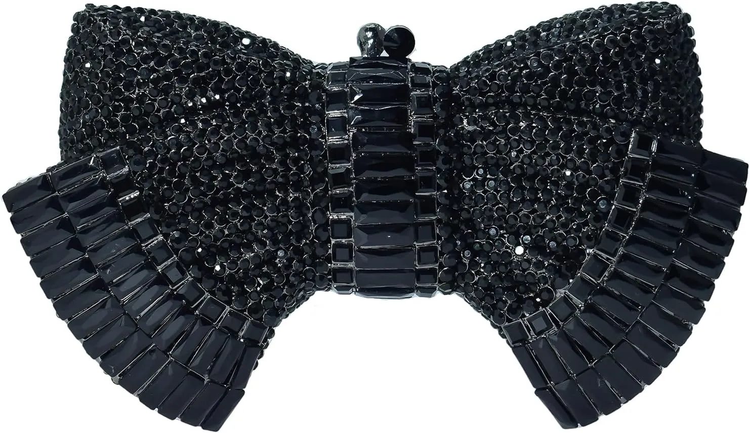 Unique Bowknot Luxury Crystal Clutch Women Glitter Rhinestone Evening Bag for Party Wedding PromBlack