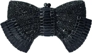 Unique Bowknot Luxury Crystal Clutch Women Glitter Rhinestone Evening Bag for Party Wedding PromBlack