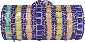 Unique Colorful Mica Chip Cylindrical Evening Bag Elegant Women Crystal Clutch Purse Wedding Party Bag