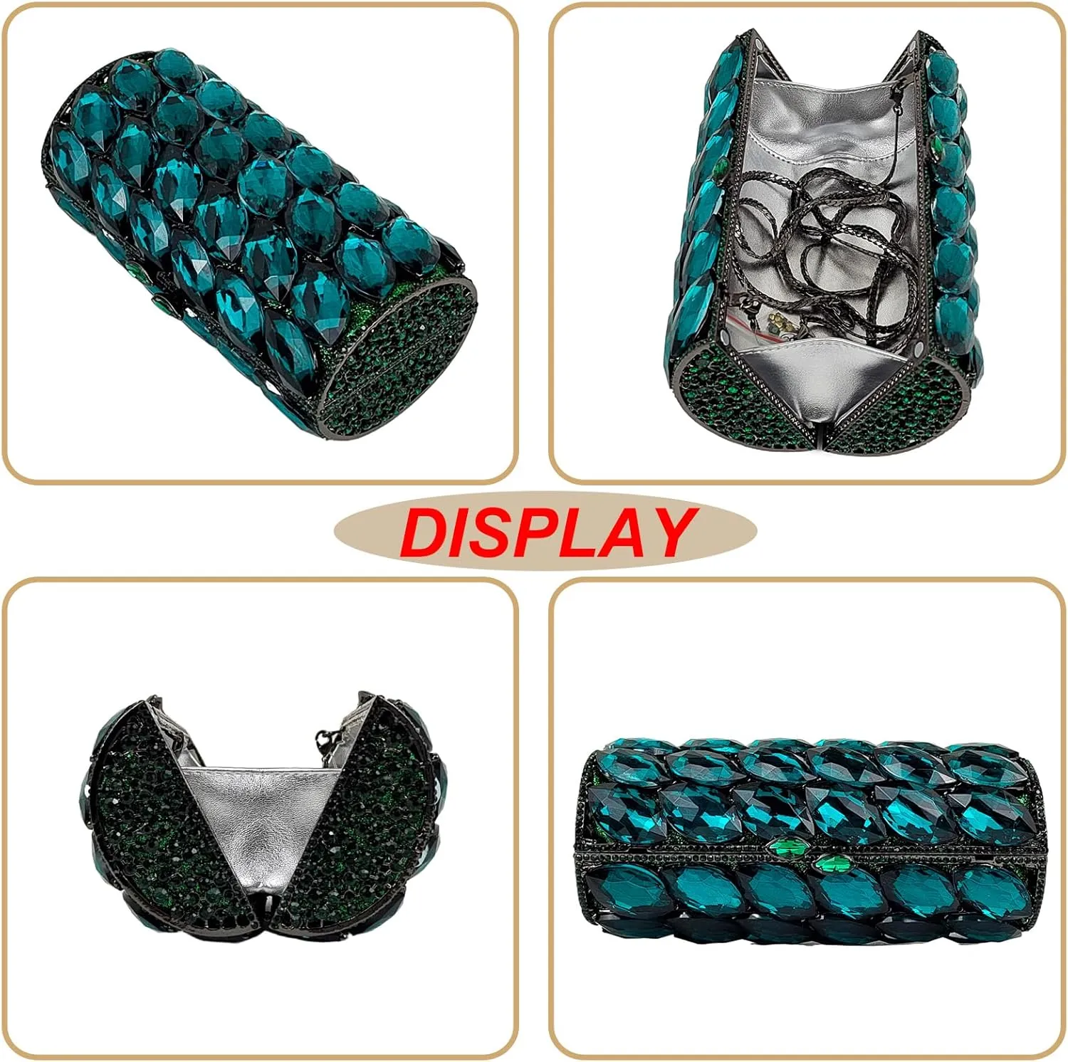 Unique Cylindrical Big Diamond Evening Bag Elegant Women Crystal Clutch Purse Dress Prom Wedding Party Bag