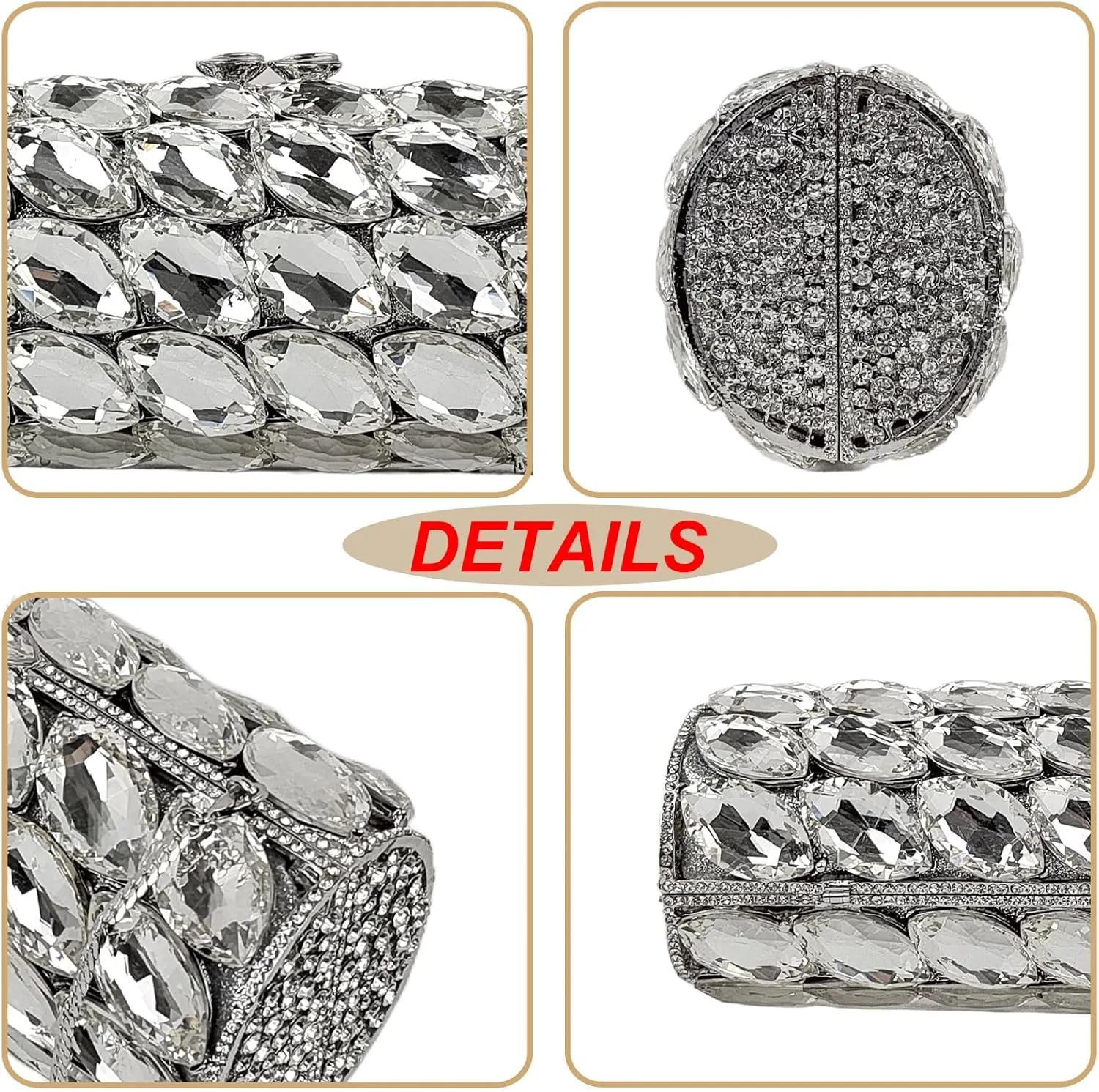 Unique Cylindrical Big Diamond Evening Bag Elegant Women Crystal Clutch Purse Dress Prom Wedding Party Bag
