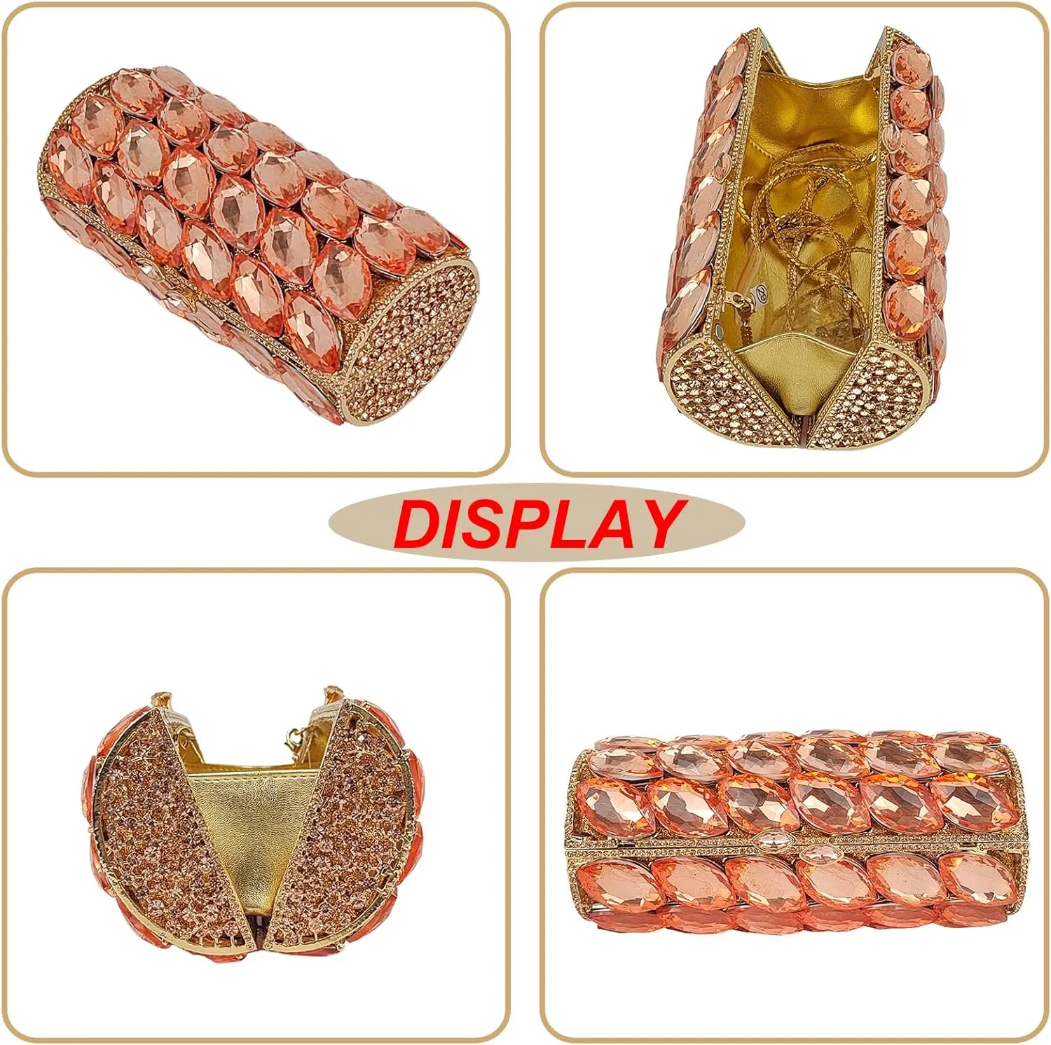 Unique Cylindrical Big Diamond Evening Bag Elegant Women Crystal Clutch Purse Dress Prom Wedding Party Bag