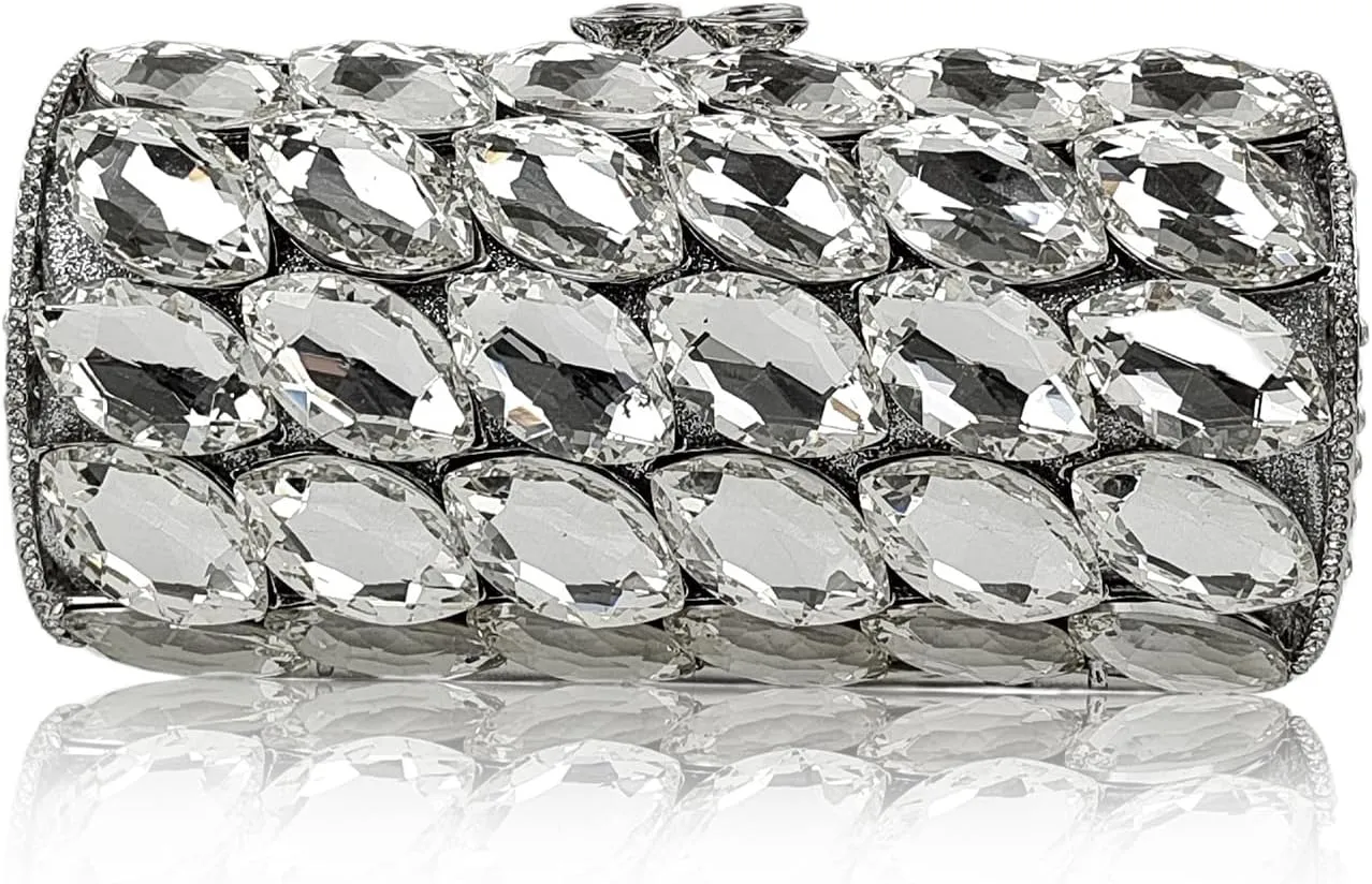 Unique Cylindrical Big Diamond Evening Bag Elegant Women Crystal Clutch Purse Dress Prom Wedding Party Bag