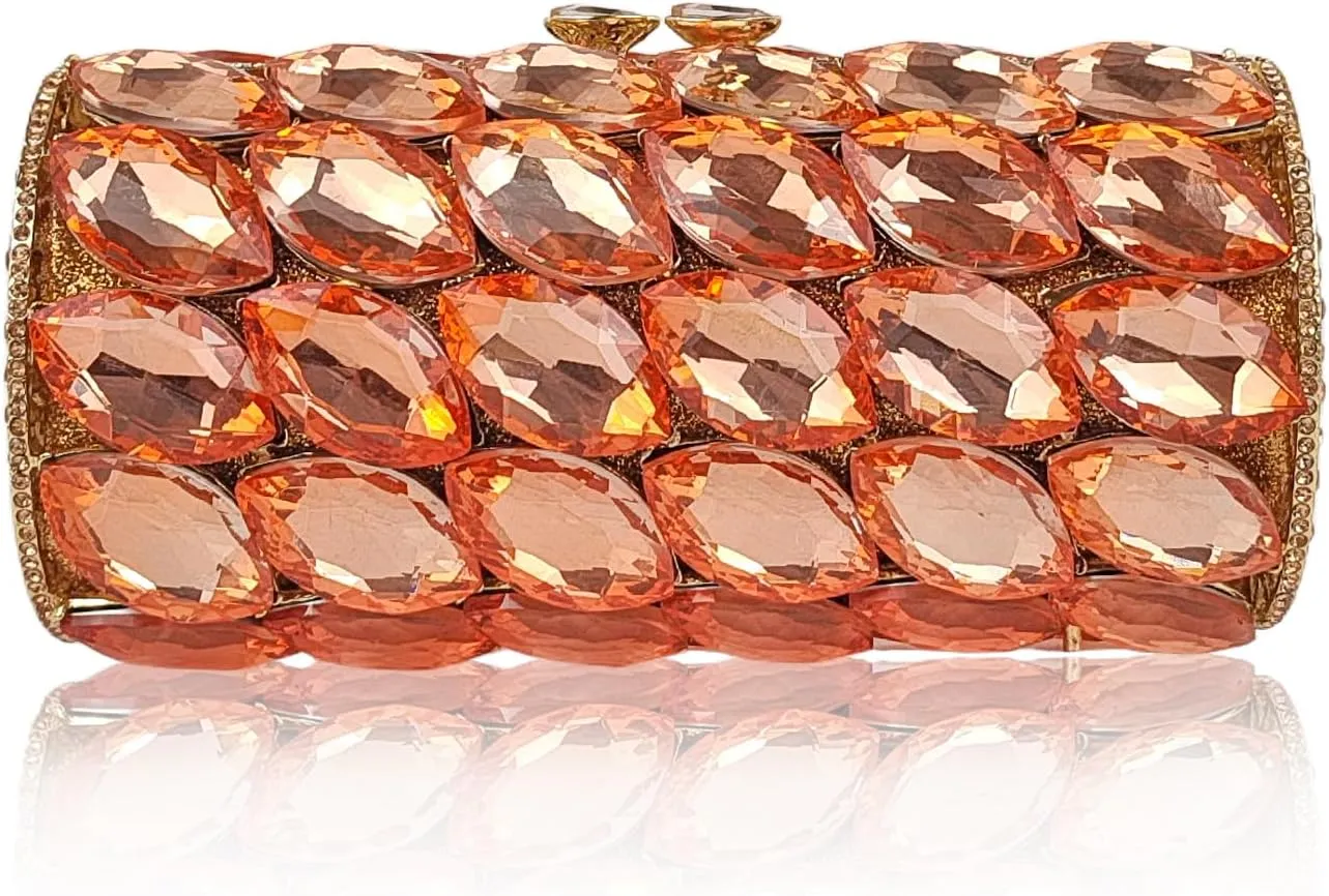 Unique Cylindrical Big Diamond Evening Bag Elegant Women Crystal Clutch Purse Dress Prom Wedding Party Bag