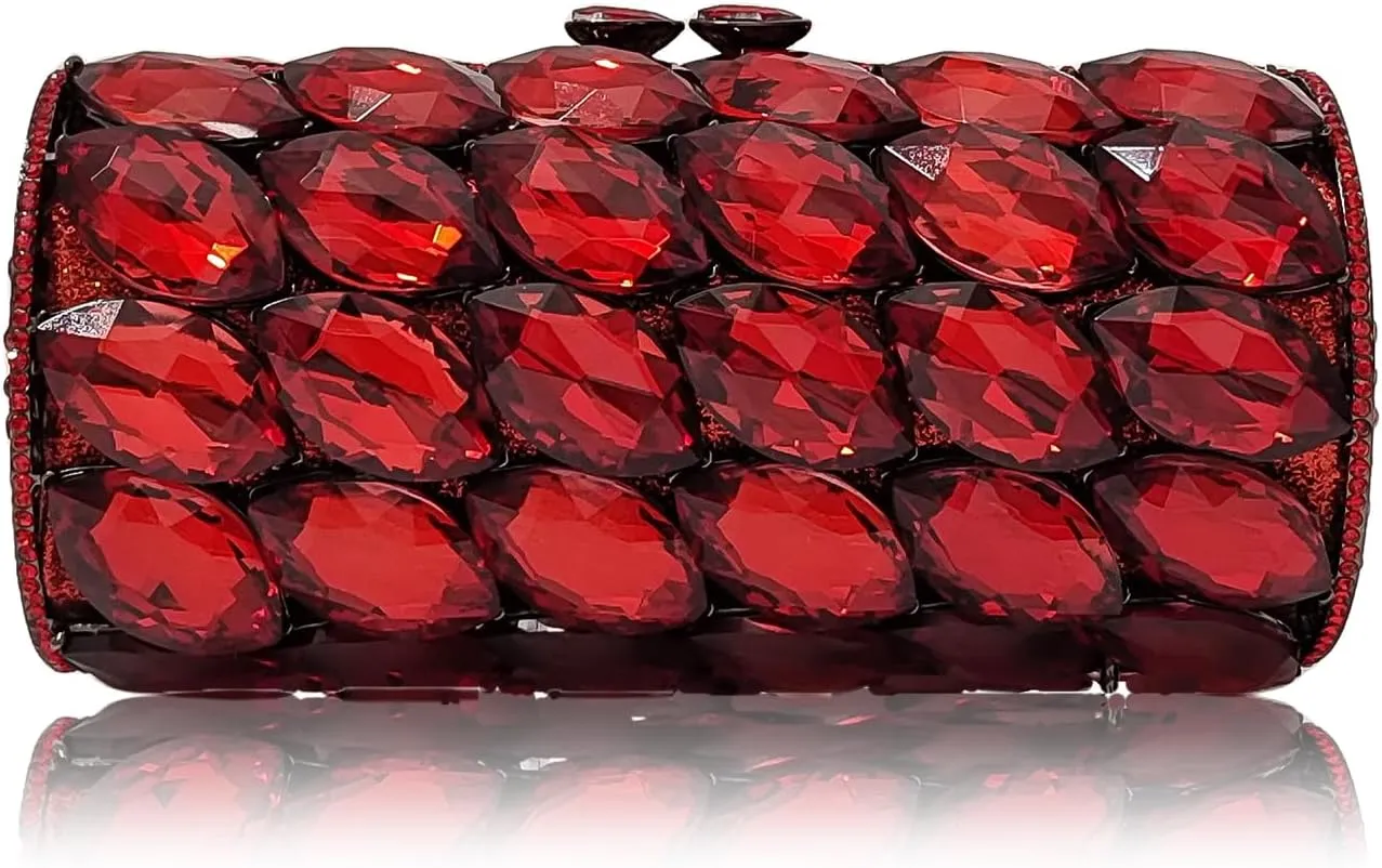 Unique Cylindrical Big Diamond Evening Bag Elegant Women Crystal Clutch Purse Dress Prom Wedding Party Bag