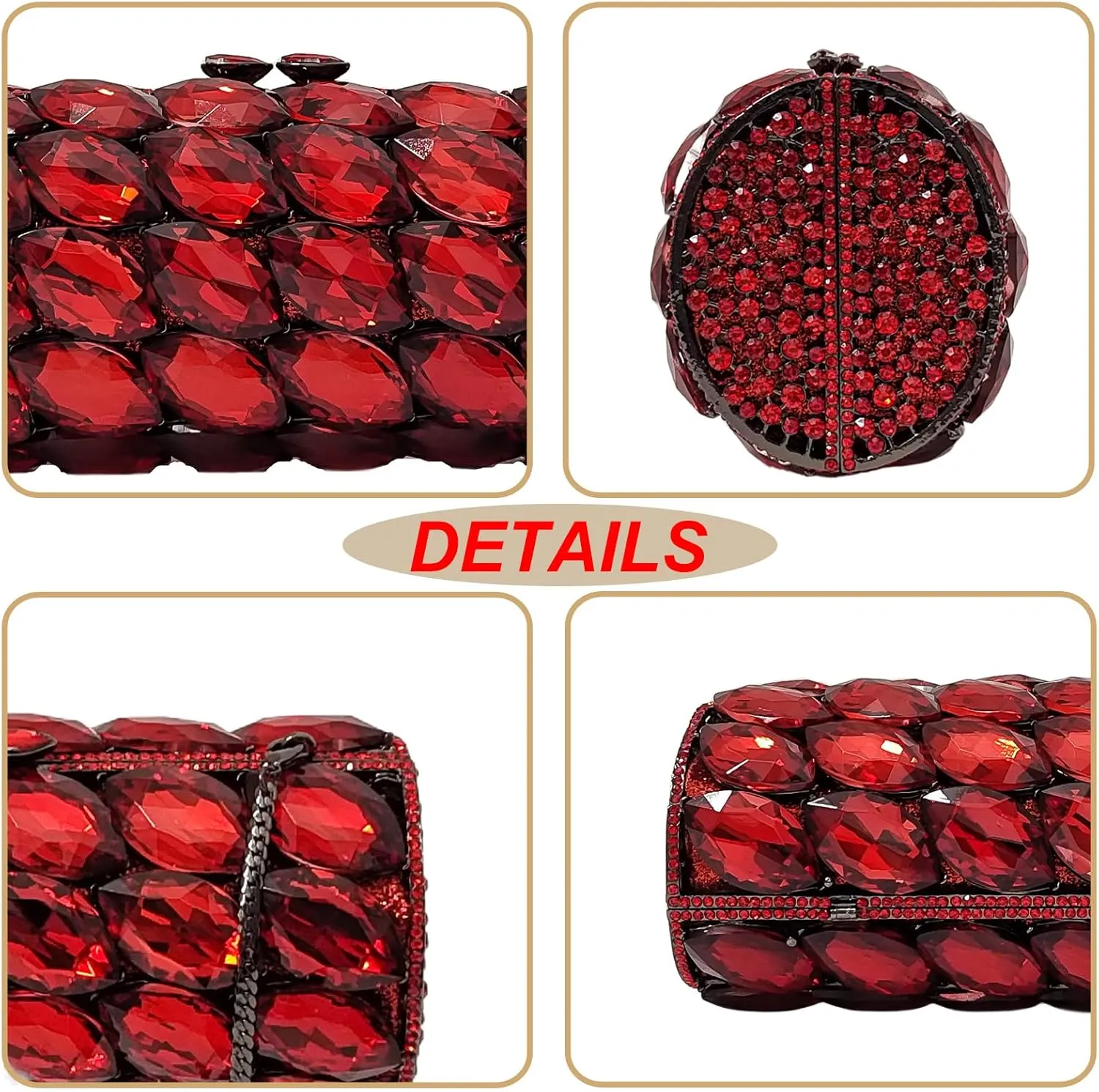Unique Cylindrical Big Diamond Evening Bag Elegant Women Crystal Clutch Purse Dress Prom Wedding Party Bag