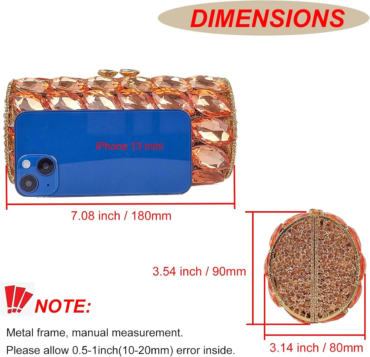 Unique Cylindrical Big Diamond Evening Bag Elegant Women Crystal Clutch Purse Dress Prom Wedding Party Bag