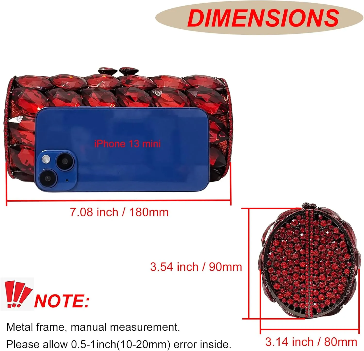 Unique Cylindrical Big Diamond Evening Bag Elegant Women Crystal Clutch Purse Dress Prom Wedding Party Bag