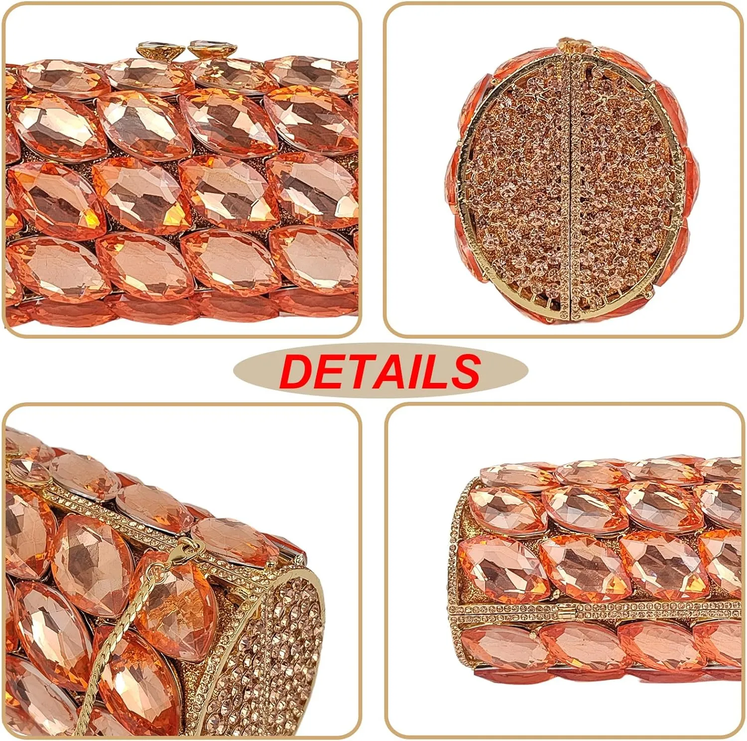 Unique Cylindrical Big Diamond Evening Bag Elegant Women Crystal Clutch Purse Dress Prom Wedding Party Bag