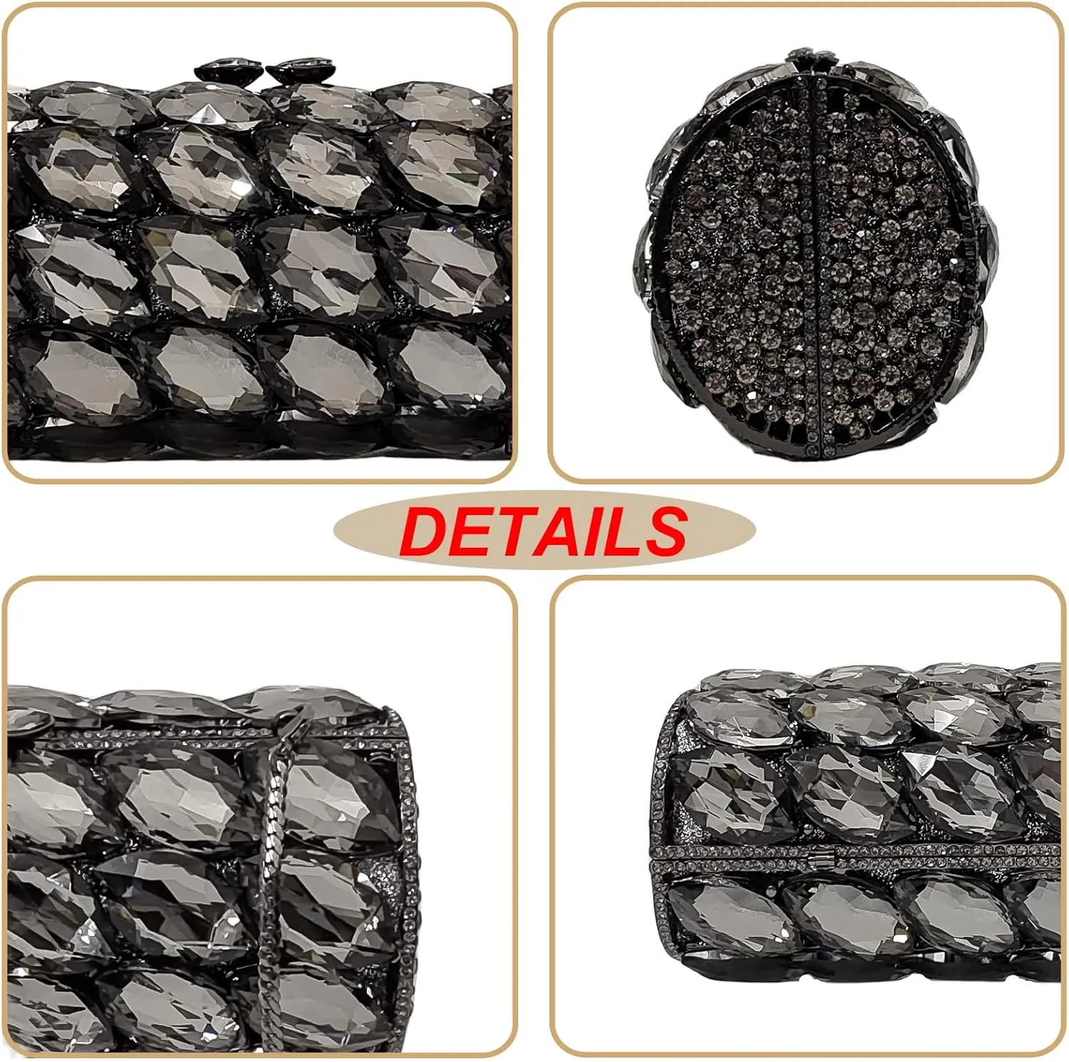 Unique Cylindrical Big Diamond Evening Bag Elegant Women Crystal Clutch Purse Dress Prom Wedding Party Bag