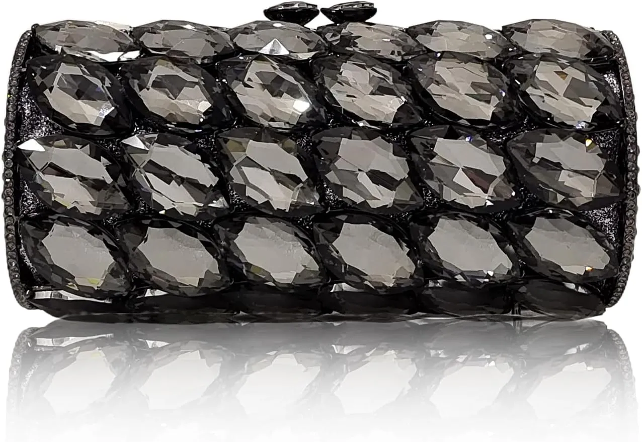 Unique Cylindrical Big Diamond Evening Bag Elegant Women Crystal Clutch Purse Dress Prom Wedding Party Bag