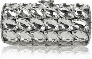 Unique Cylindrical Big Diamond Evening Bag Elegant Women Crystal Clutch Purse Dress Prom Wedding Party Bag