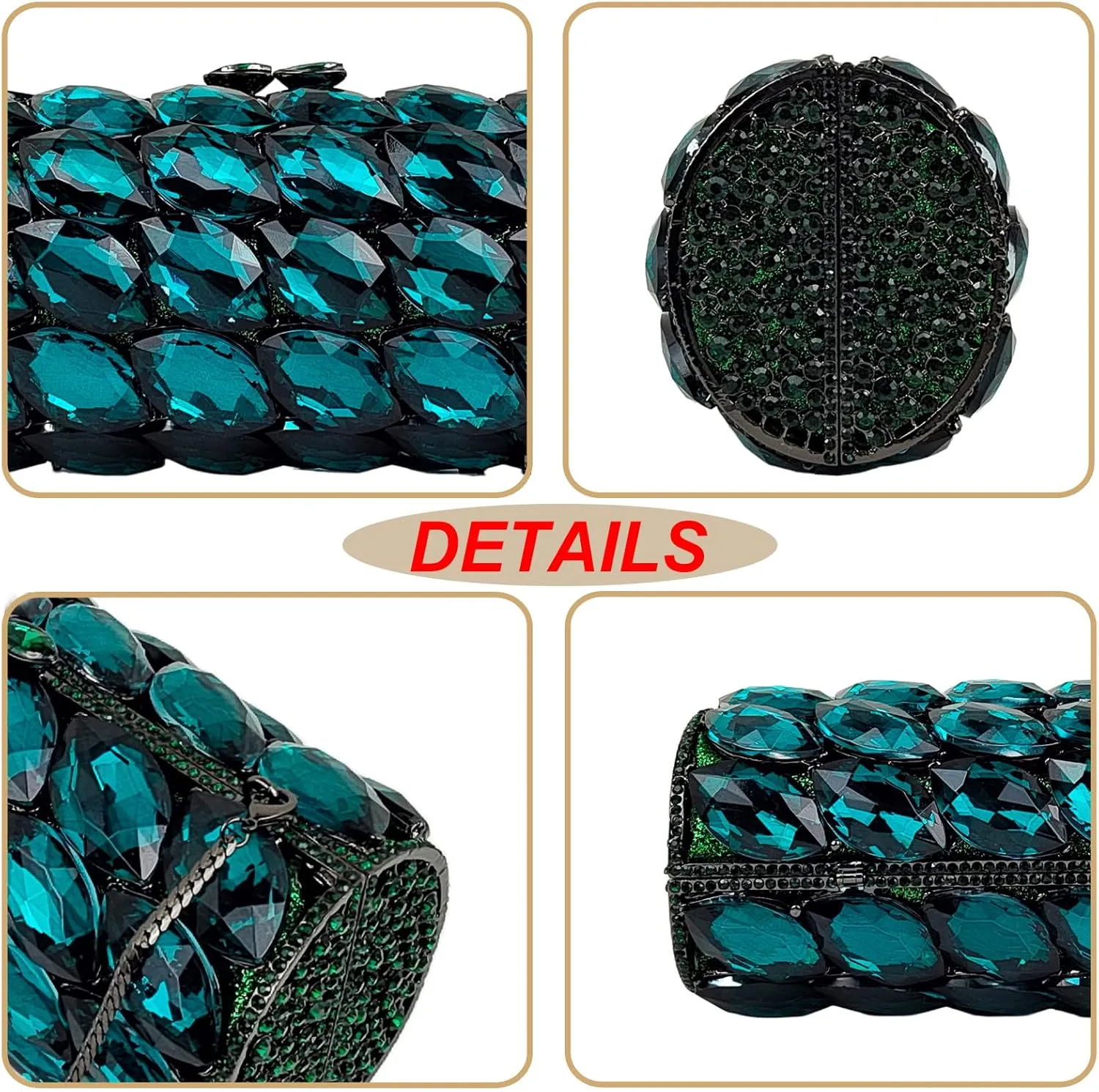 Unique Cylindrical Big Diamond Evening Bag Elegant Women Crystal Clutch Purse Dress Prom Wedding Party Bag