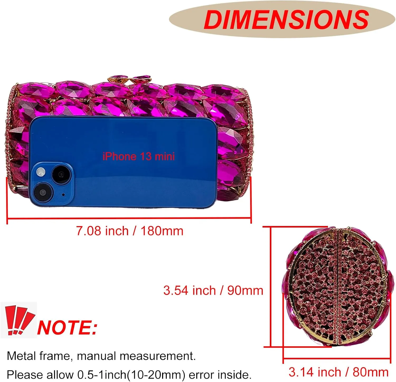 Unique Cylindrical Big Diamond Evening Bag Elegant Women Crystal Clutch Purse Dress Prom Wedding Party Bag