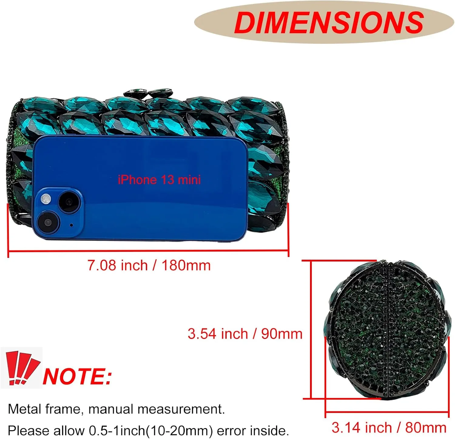 Unique Cylindrical Big Diamond Evening Bag Elegant Women Crystal Clutch Purse Dress Prom Wedding Party Bag