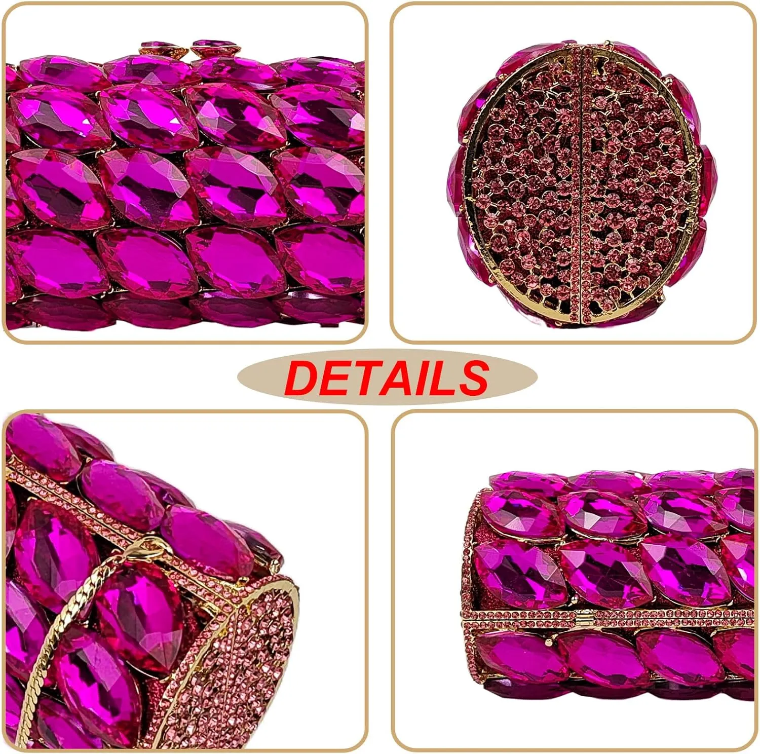 Unique Cylindrical Big Diamond Evening Bag Elegant Women Crystal Clutch Purse Dress Prom Wedding Party Bag