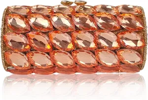 Unique Cylindrical Big Diamond Evening Bag Elegant Women Crystal Clutch Purse Dress Prom Wedding Party Bag
