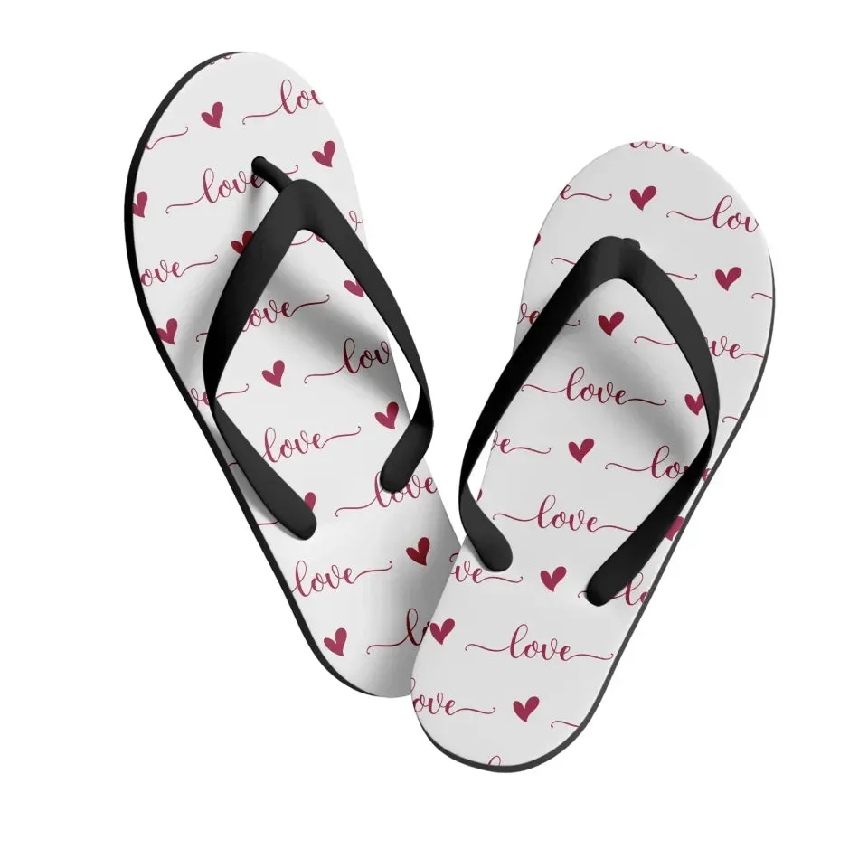 Unique Gift,Personalized Heartfelt Comfort Slippers, Custom Love Flip Flop for Valentine's Day, Unisex Flip Flop