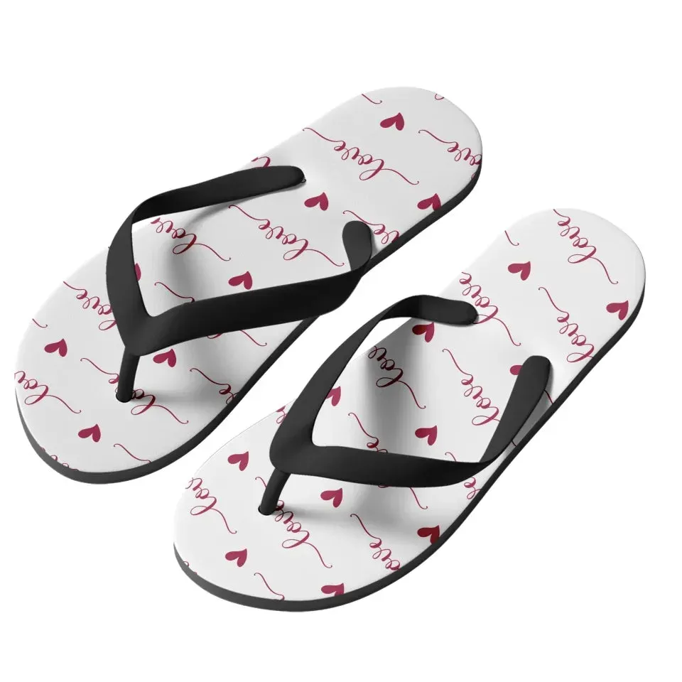 Unique Gift,Personalized Heartfelt Comfort Slippers, Custom Love Flip Flop for Valentine's Day, Unisex Flip Flop