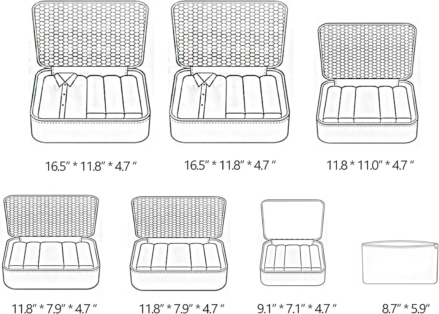 Vercord 7 Set Travel Packing Organizers Cubes Luggage Suitcase Organizer Bags Clothes Underwear Cube Shoe Pouch Pack Blue Flower