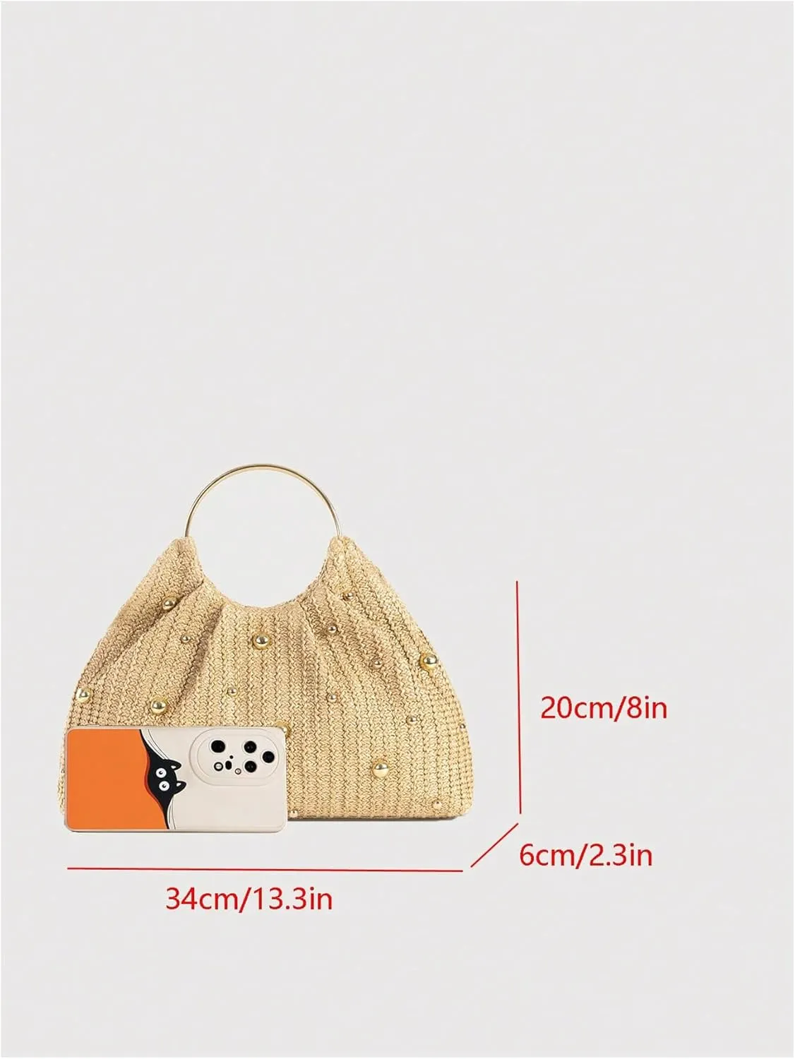 Verdusa Women's Elegant Ruched Beaded Evening Handbag Magnet Zipper Double Handle Clutch Purse