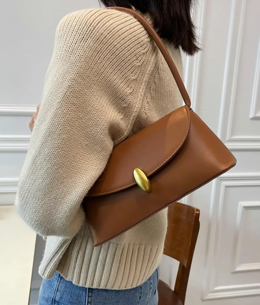 Vintage Shoulder Bags for Women Small Clutch Tote Purses Classic Underarm Bag Trendy PU Leather Handbags Satchel