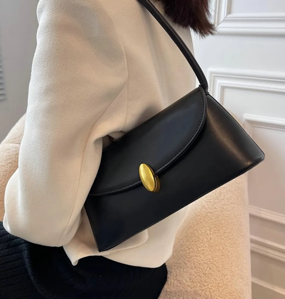Vintage Shoulder Bags for Women Small Clutch Tote Purses Classic Underarm Bag Trendy PU Leather Handbags Satchel