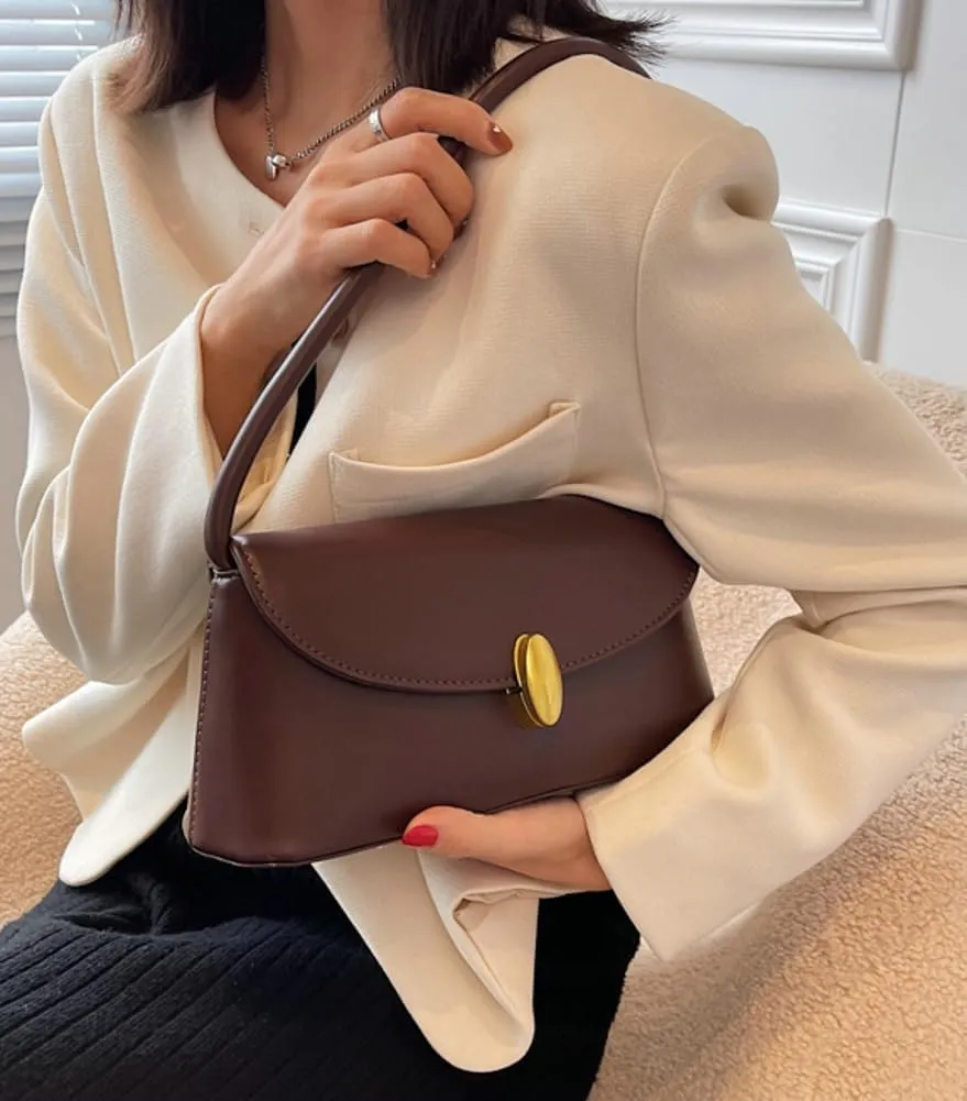 Vintage Shoulder Bags for Women Small Clutch Tote Purses Classic Underarm Bag Trendy PU Leather Handbags Satchel