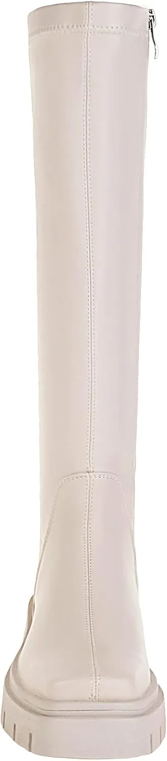 vivianly Women's Fashion Knee High Boots Chunky Block Heel Square Toe Zipper Long Boot