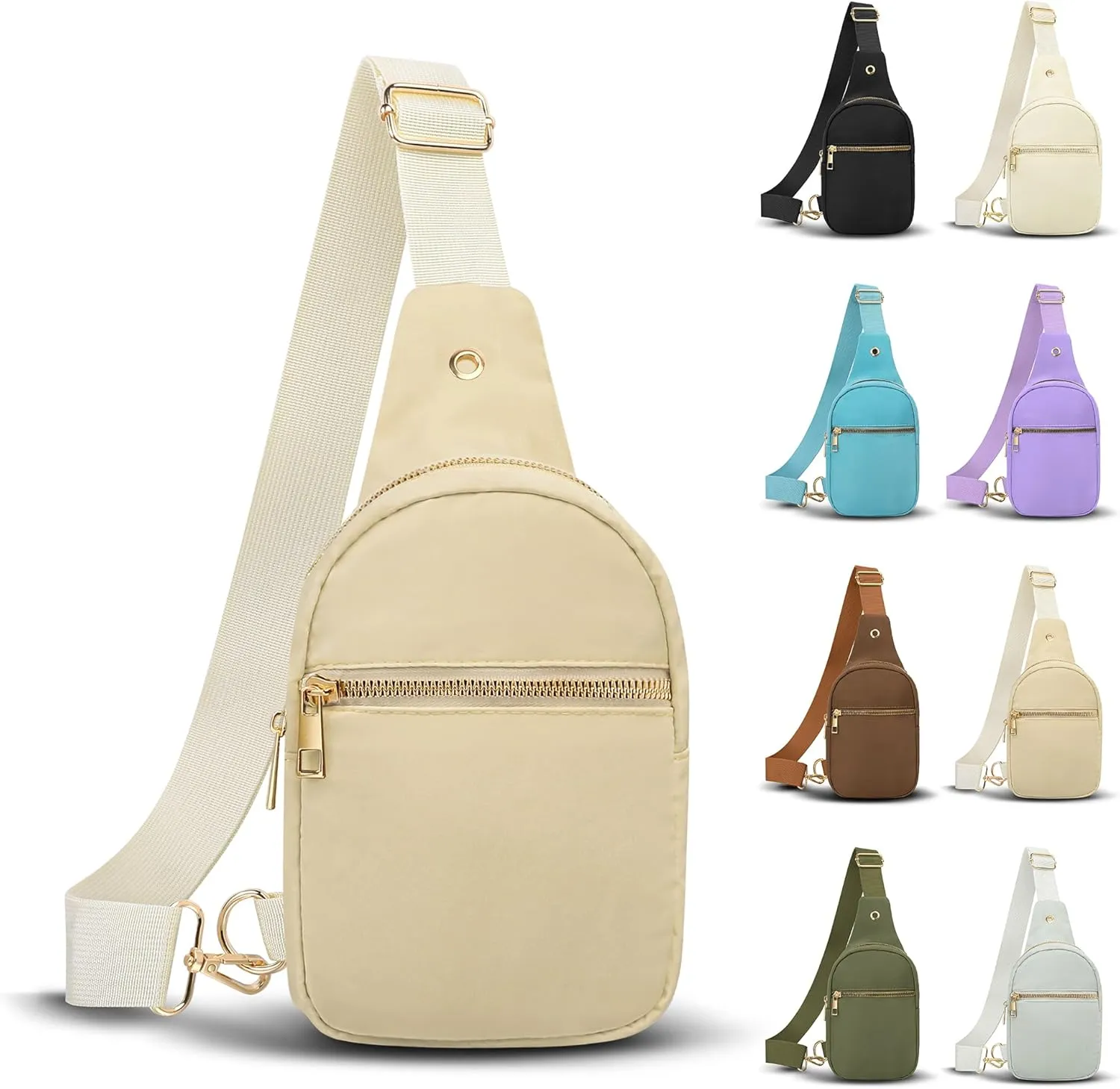 VOROLO Large Sling Bag,Crossbody Bags For Women and Men with Ajustable Strap Trendy Sling Khaki