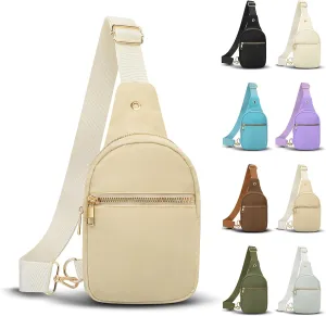 VOROLO Large Sling Bag,Crossbody Bags For Women and Men with Ajustable Strap Trendy Sling Khaki